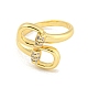 Brass Micro Pave Clear Cubic Zirconia Open Cuff Ring for Women(RJEW-M173-03A-G)-2