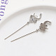 Brass Pave Clear Cubic Zirconia Magic Wand Head Pins(BAPE-PW0002-11P)-1