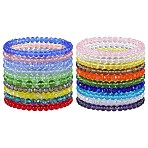 20Pcs Glass Beads Bracelets, Stretch Bracelets for Women Girl, Round, Mixed Color, 7-1/8 inch(18cm), 20pcs/set(BJEW-SW001599-01)