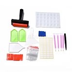 DIY Diamond Painting Tools Kit, including 3Pcs Trays, 4Pcs Pens, 10Pcs Glue Clays, 28-grids Storage Box, 1 Sheet Stickers, 1Pc Scraper, 1Pc Tweezer, 50Pcs Resealable Bags, 1Pc Roller, 4Pcs Pen Grips, Mixed Color, 10.5~146x9~175x0.1~26mm(DIY-E041-03)