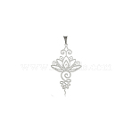 Stainless Steel Pendants, Laser Cut, Lotus Charm, Stainless Steel Color, 45.7x27mm(PW-WG4E483-01)