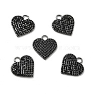 Heart Brass Micro Pave Black Cubic Zirconia Pendants, Cadmium Free & Nickel Free & Lead Free, Gunmetal, 19x18.5x1.5mm, Hole: 3.2mm(KK-G419-24B)