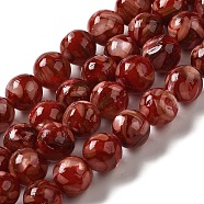Freshwater Shell Beads Strands, with Resin, Round, Dyed, Dark Red, 8mm, Hole: 1mm, about 47~48pcs/strand, 15.55~15.75 inch(39.5~40cm)(BSHE-L039-08B-07)