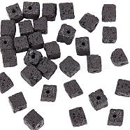 Natural Lava Rock Beads Starnds, Cube, 6~7x6x5.5mm, Hole: 1mm, about 60pcs/strand, 14.96''(38cm)(G-WH0018-034A)