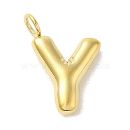 304 Stainless Steel Pendants, Real 14K Gold Plated, Balloon Letter Charms, Bubble Puff Initial Charms, Letter Y, 24x15x5mm, Hole: 4mm(STAS-K263-47G-Y)