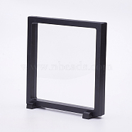 Plastic Frame Stands, with Transparent Membrane, For Ring, Pendant, Bracelet Jewelry Display, Square, Black, 18x18x2cm(X-ODIS-P006-02B)