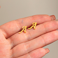 Stainless Steel Stud Earring, Real 18K Gold Plated, Letter A, No Size(LM7211-3)