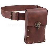 Woman's PU Leather Outdoors Cell phone Waist Bag, Belt Bags, with Alloy Clasp, Rectangle, Saddle Brown, 129x3.8cm(AJEW-WH0504-39A)