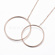 304 Stainless Steel Pendant Necklaces, Ring, Rose Gold, 15.7 inch(40cm)(X-NJEW-P194-03RG)