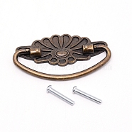 Zinc Alloy Handle, Jewelry Box Accessories, Flower, Antique Bronze, 80x43x3~8mm, Hole: 3mm(PALLOY-WH0070-77AB)