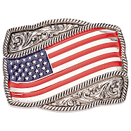 1Pc Alloy Smooth Buckles, Belt Fastener, Rectangle with Flag, Platinum, 70x90x14mm, Hole: 16x42mm(AJEW-GF0004-23)