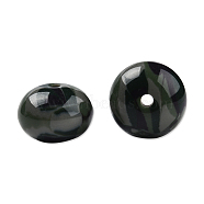 Resin Beads, Imitation Gemstone, Flat Round, Dark Slate Gray, 16x11mm, Hole: 2.1~2.3mm(RESI-N034-04-N01)
