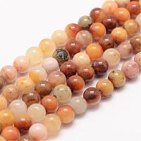 Natural Topaz Jade Bead Strands, Round, 6mm, Hole: 1mm, about 63pcs/strand, 15.5 inch