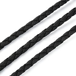 Braided PU Leather Cords, Round, Black, 4mm, about 2.19 Yards(2m)/Strand(WL-WH0005-002B)