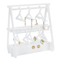 Opaque Acrylic Earring Display Hanger, Holds Up to 8 Pairs, Clothes Hangers Shaped Earring Organizer Holder, White, 8.2x14x15.2cm(EDIS-HY0001-04B)