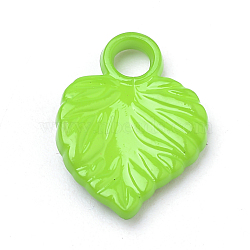 Opaque Acrylic Pendants, Leaf, Lime Green, 19x14x3mm, Hole: 3mm, about 1135pcs/500g(SACR-Q190-46E)