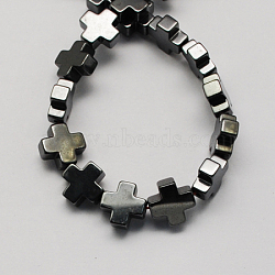 Non-magnetic Synthetic Hematite Beads Strands, Grade A, Greek Cross, Black, 10x10x4mm, Hole: 1mm(G-Q904-10mm)