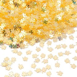 Plastic Sequins Beads, Golden Sheen, Sewing Craft Decorations, Clover, Gold, 4.5x3.5x0.3~0.4mm(PVC-R024-06A)