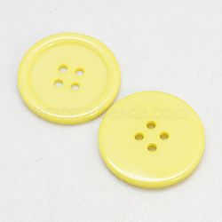 Resin Buttons, Dyed, Flat Round, Yellow, 20x3mm, Hole: 2mm, 195pcs/bag(RESI-D030-20mm-07)