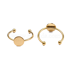 Stainless Steel Open Cuff Finger Ring Finding, Pad Ring Settings, Light Gold, Tray: 8mm, US Size 7 3/4(17.9mm), 1.5~3mm(X-FIND-WH0110-025A-LG)