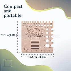 Square Wooden Knitting Needle Gauge Tools, Measuring Tool, for Crochet Hooks, Yarn Thickness, Wheat, 12.3x12.3cm(PW-WG46382-02)