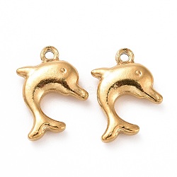 201 Stainless Steel Pendants, Dolphin, Golden, 17x13x3.5mm, Hole: 1mm(STAS-G071-04G)