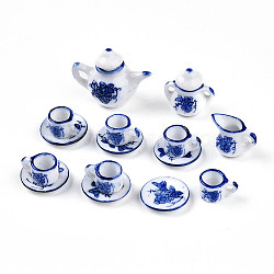 5Pcs Porcelain Tea Set Display Decorations, for Home Office Desk Decoration, Blue, 29x32x22mm(CF472Y-01)