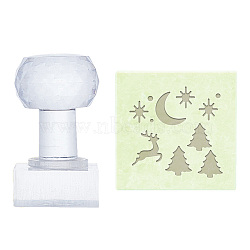 Clear Acrylic Soap Stamps, DIY Soap Molds Supplies, Rectangle, Tree, 60x37x37mm, Pattern: 34x34mm(DIY-WH0438-021)
