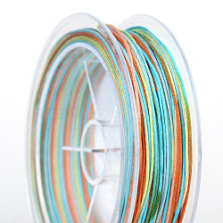 Gradient Color Nylon Thread, Chinese Knotting Cord, Segment Dyed, for Bracelet Necklace Making, Cyan, 0.8mm, about 27.34 Yards(25m)/Roll(RABO-PW0001-128-23)