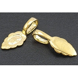 Glue-on Flat Pad Bails, Brass, Golden Color, about 7mm wide, 17mm long, 1mm thick, hole: 3mm(X-EC055-1G)