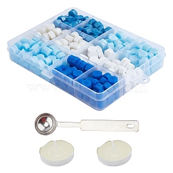 CRASPIRE DIY Scrapbook Crafts, Including Sealing Wax Particles, Plastic Bead Containers, Stainless Steel Spoons and Candles, Blue, 9mm, 364pcs/set(DIY-CP0002-02B)