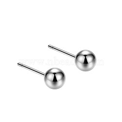 Anti-Tarnish Rhodium Plated Round 999 Sterling Silver Stud Earrings for Women, with 999 Stamp, Platinum, 16x5mm(EJEW-S215-17P)