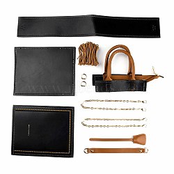 WADORN DIY PU Imitation Leather Handbag Making Set, Including Bag Handles, Wax Cord, D-Ring, Black, 2~54x1.8~25.5x0.3~1cm, Hole: 3mm, 1 set/box(DIY-WR0004-03)