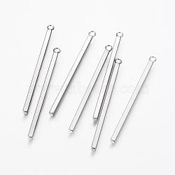 Non-Tarnish 304 Stainless Steel Pendants, Bar, Stainless Steel Color, 43x2x2mm, Hole: 1.8mm(STAS-L218-19P)