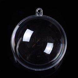 Openable Transparent Plastic Pendants, Fillable Plastic Bauble Christmas Ornament, Round, Clear, 7.8x7cm, Hole: 4mm, Inner Size: 6.8cm(CON-K007-06G)
