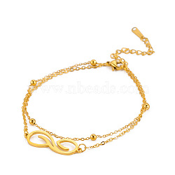 Infinity 304 Stainless Steel Double Layer Anklets, Golden, 8-1/4 inch(210mm)(FS-WGFE1F4-02)