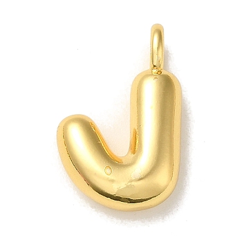 Brass Pendants, Real 18K Gold Plated, Letter J, 19.5x12.5x5.5mm, Hole: 3.3mm