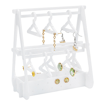 Opaque Acrylic Earring Display Hanger, Holds Up to 8 Pairs, Clothes Hangers Shaped Earring Organizer Holder, White, 8.2x14x15.2cm