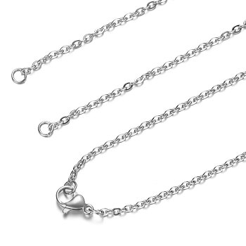 304 Stainless Steel Cable Chain Necklace Making, with Lobster Claw Clasps, Stainless Steel Color, 28.1 inch~28.3 inch(71.5~72cm), 2mm, Hole: 2.5mm