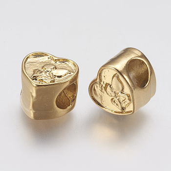 Ion Plating(IP) 304 Stainless Steel European Beads, Large Hole Beads, Heart, Golden, 10x10x8mm, Hole: 4.5mm