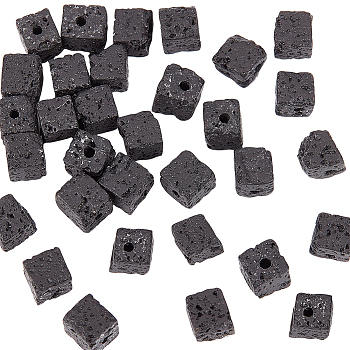 Natural Lava Rock Beads Starnds, Cube, 6~7x6x5.5mm, Hole: 1mm, about 60pcs/strand, 14.96''(38cm)