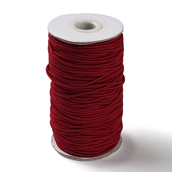 70M Round Elastic Cord, with Fibre Outside and Rubber Inside, FireBrick, 2mm, about 76.55 Yards(70m)/Roll