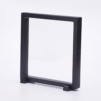 Plastic Frame Stands, with Transparent Membrane, For Ring, Pendant, Bracelet Jewelry Display, Square, Black, 18x18x2cm
