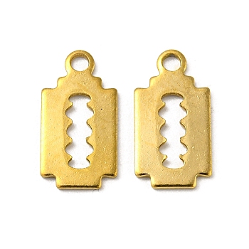 Ion Plating(IP) 304 Stainless Steel Charms, Blade Charm, Laser Cut, Real 18K Gold Plated, 13x7x1mm, Hole: 1.5mm