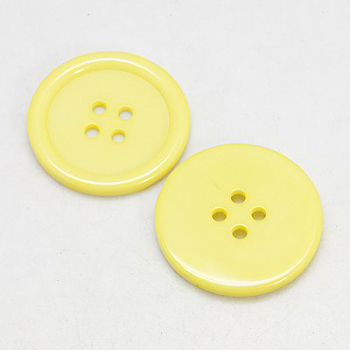 Resin Buttons, Dyed, Flat Round, Yellow, 20x3mm, Hole: 2mm, 195pcs/bag