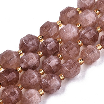 Natural Dolomite Beads Strands, Faceted, Dyed, Round, Rosy Brown, 10.5x9.5mm, Hole: 1.2mm, about 31pcs/strand, 15.04 inch~15.35 inch(38.2cm~39cm)