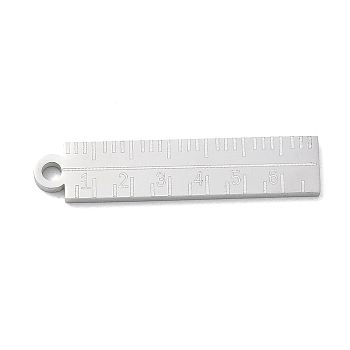304 Stainless Steel Pendants, Ruler Charms, Polishing, Stainless Steel Color, 29x6x1.5mm, Hole: 1.9mm