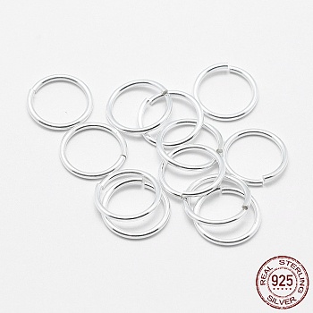 925 Sterling Silver Open Jump Rings, Round Rings, Silver, 10x1mm