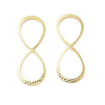 Brass Linking Rings, Infinity Connector, Real 24K Gold Plated, 9.5x26x0.6mm, Hole: 11x7.5mm