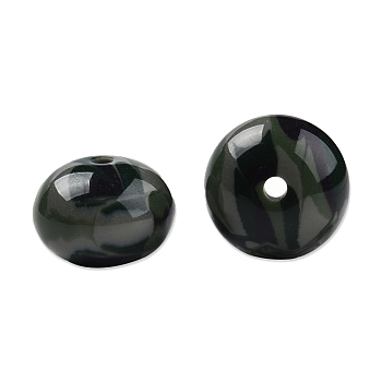 Resin Beads, Imitation Gemstone, Flat Round, Dark Slate Gray, 16x11mm, Hole: 2.1~2.3mm